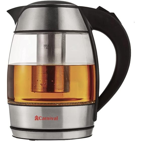 Carnival Electric Kettle with Filter, 1.8 Liters, 1500 Watt, Glass - EG-1800KG