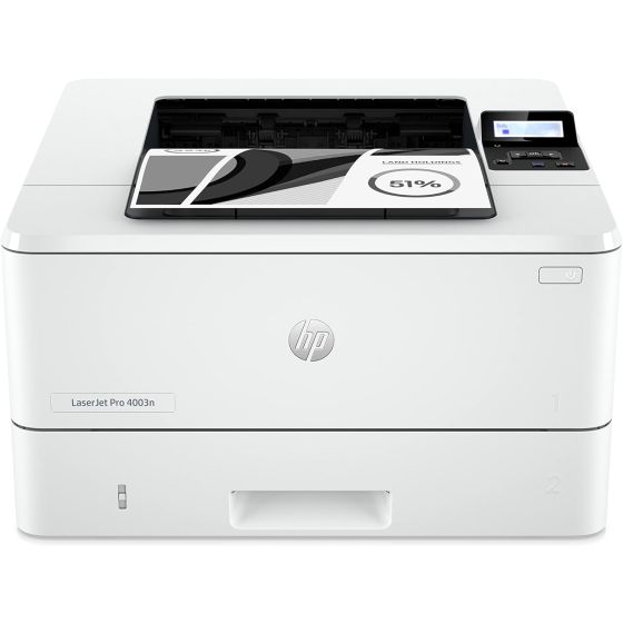 HP LaserJet Pro 4003n Wireless Printer, White - 2Z611A