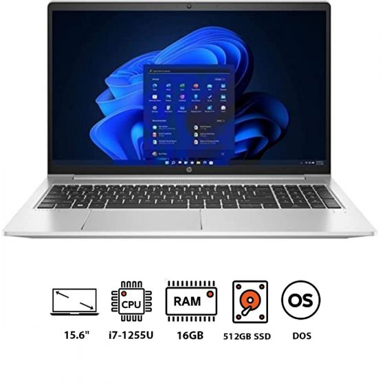 لاب توب اتش بي برو بوك 450 G9 5Y3T5EA، انتل كور i7-1255U، هارد 512 جيجا SSD، رام 16 جيجا، شاشة 15.6 بوصة FHD، كارت شاشة انفيديا جي فورس MX570 سعة 2 جيجا GDDR6، دوس - فضي