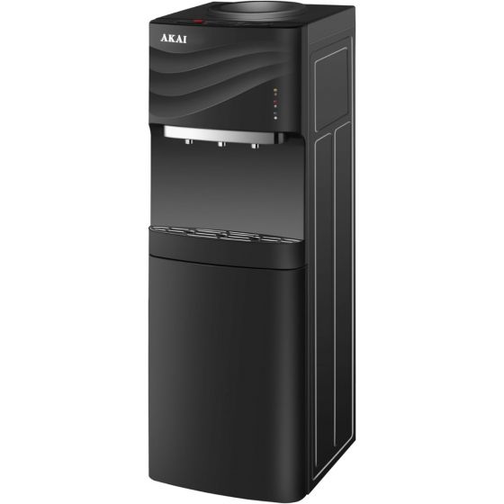 AKAI Hot, Cold, and Normal Water Dispenser with Cabinet, 3 Taps - Black