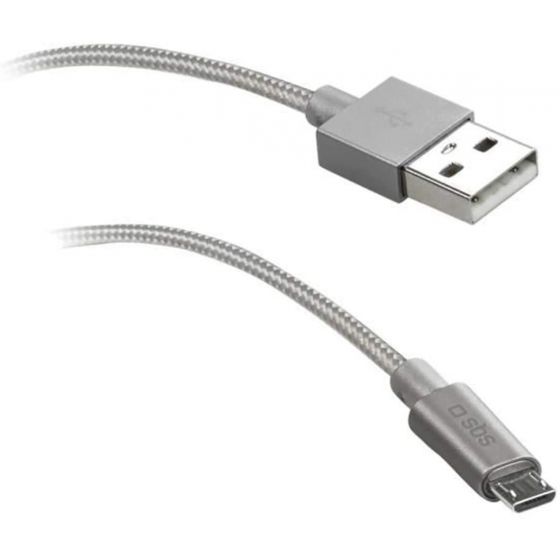 SBS Micro USB Cable, 1 Meter, Silver - TECABLEMICROBS