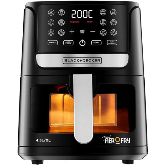 Black + Decker Air Fryer, 4.5 Liter, 1500 Watt, Black - AF4500-B5