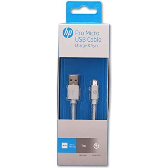 كابل مايكرو USB اتش بي، 1 متر، فضي - HP041GBSLV1TW