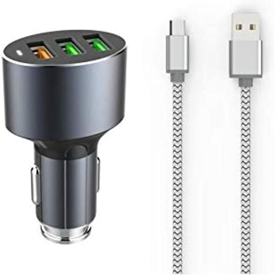 شاحن سيارة لدنيو Qc3.0 مع ثلاثة منافذ فئه USB وكابل فئه لايتينج ، 3.6امبير - C703Q