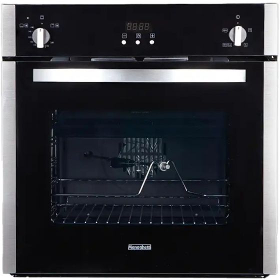 Meneghetti Built In Gas Oven, with Grill, 60 CM, 58 Liters, Black - OMGG D65 C T AR