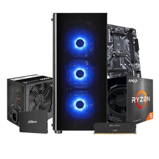 Thermaltake V200 Case with Gigabyte B450M-S2H Motherboard, AMD Ryzen 5 4650G Processor, Crucial BALLISTIX 8GB RAM and Dahua C800AS 120GB