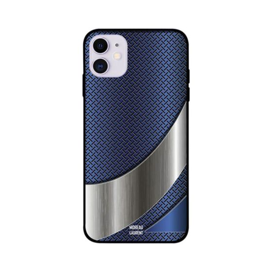Blue Mesh with Grey Metal Printed Back Cover for Apple iPhone 11