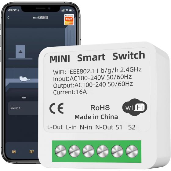 مفتاح اضاءة  واي فاي سمارت تويا، ابيض - mini-1ch