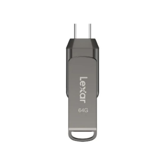 Lexar JumpDrive D400 Flash Drive, USB-C, 64GB, Silver - LJDD400064G-BNQNG