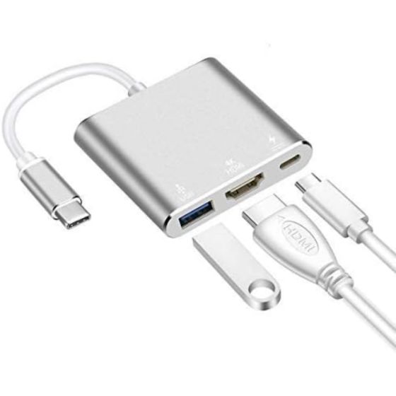 موزع USB محول USB-C الي USB، USB-C، HDMI انثي - متعدد الالوان