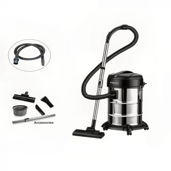 Sokany 2 in1 Drum Vacuum Cleaner, 3600 Watt, 25 Liters, Silver - SK-13025
