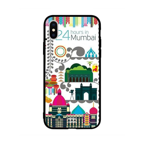 جراب ظهر بطبعة عبارة 24 Hours In Mumbai لابل ايفون X