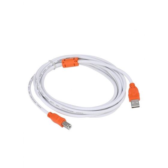 USB-A to USB-B Printer Cable, 1.5 Meters - White and Orange