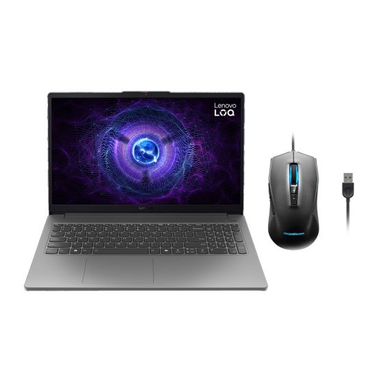 Lenovo LOQ 15IAX9E 83LK0070ED, Intel Core i5-12450HX, 512GB SSD, 16GB RAM, 15.6-inch, FHD, IPS 144Hz, NVIDIA GeForce RTX 3050, 6GB - Windows 11, Luna Grey with Lenovo M100-GY50Z71902
