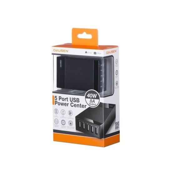 Dausen  5 Ports, USB Hub, 40 Watt, Black- TR-EA176BK