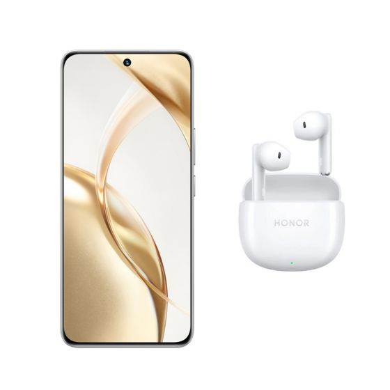 هونر 200 بشريحتين، 256 جيجا، 12 جيجا رام، شبكة 5G - اسود  مع سماعة اذن لاسلكية هونر X6، مقاومة الماء حسب تصنيف IP54 - ابيض