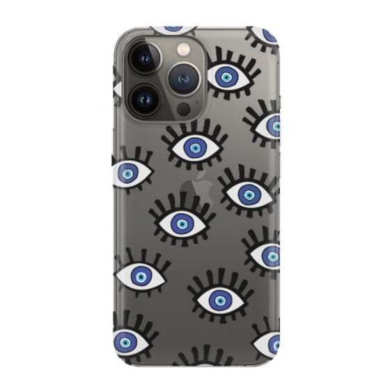 جراب ظهر كوفري بطبعة عيون زرقاء شفافة لابل ايفون 11 برو ماكس 