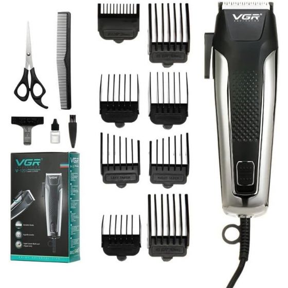 VGR Hair Clipper, Dry, Black and Silver - V-120