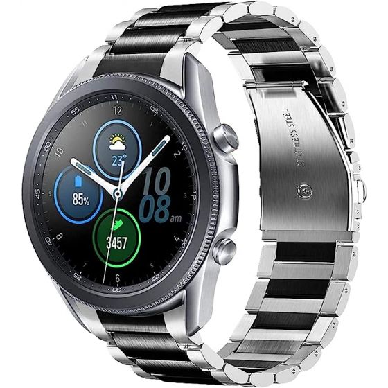 Stainless Steel Metal Band For Samsung Galaxy Watch 3 / Galaxy Watch 46mm / Gear S3 Frontier and Classic / Huawei GT2 / GT2e / GT2 Pro from Smart Stuff - Double Silver / Black