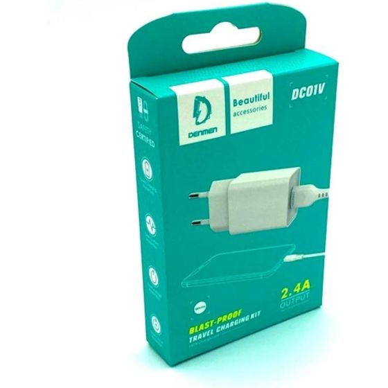 شاحن دينمن مع كابل مايكرو USB ، 2.4 امبير - ابيض