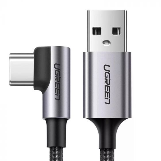 UGREEN Right Angle Fast Charging USB A to Type C Cable , 3M - Grey