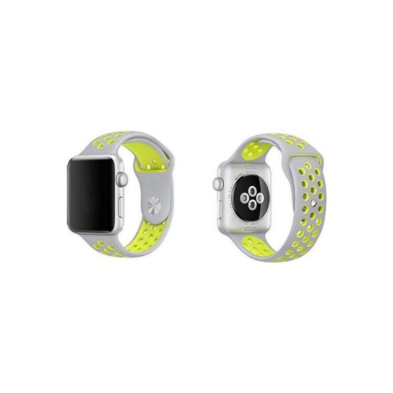 Silicone Replacement Strap for Apple Smart Watch - White and Lime