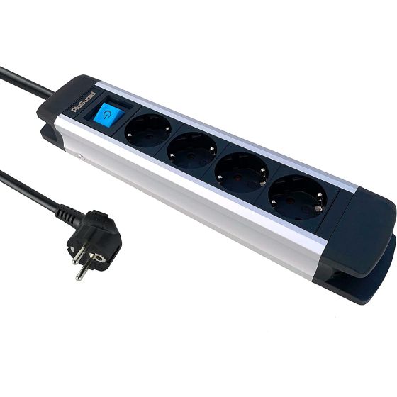 Pluguard Power Strip, 4 Outlets, 4 Watt, White and Gray - 5042
