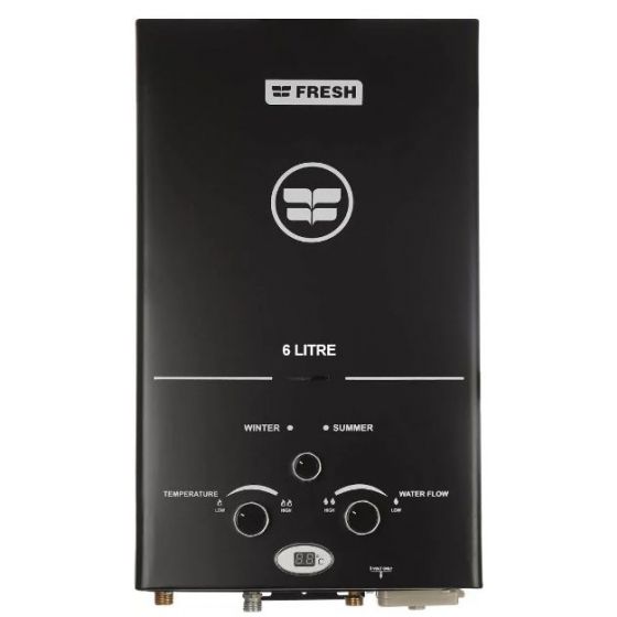Fresh  Gas Digital Water Heater, 6 Liters, Black- 500013715
