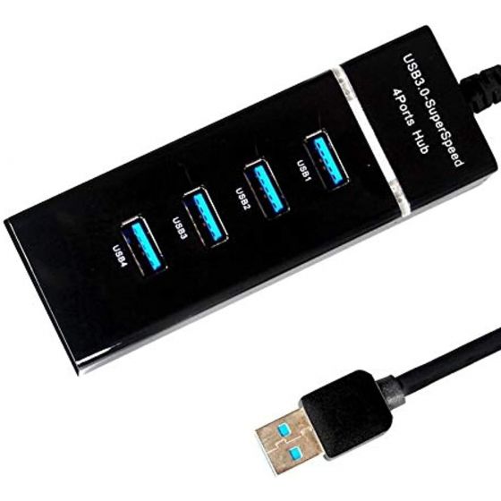موزع USB، 4 منافذ، 30 سم، اسود