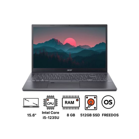 لاب توب ايسر اسبير 5 A515-57G-56DQ، انتل كور  i5-1235U، سعة 512 جيجا SSD، رام 8 جيجا، شاشة IPS مقاس 15.6 بوصة FHD، كارت شاشة انفيديا جي فورس RTX 2050 سعة 4 جيجا GDDR6، فري دوس - اسود