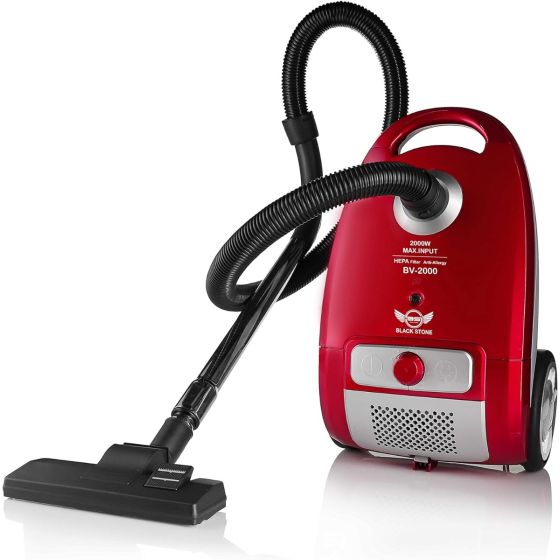 Black Stone Bagged Vacuum Cleaner, 2000 Watt, Red and Silver - BV-2000