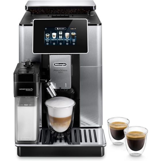 Delonghi Primadonna Soul Espresso Coffee Machine, 2.2 Liters, 1450W, Black and Silver - ECAM610.75.MB