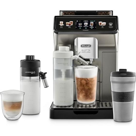 De'Longhi Eletta Explore Coffee Maker, 1 Cup, 1450 Watt, Titanium - ECAM450.86.T