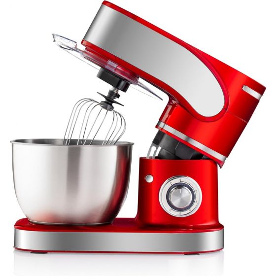 Black Stone Stand Mixer with Attachments, 6.5 Liters, 1600W, Red and Silver - BS610