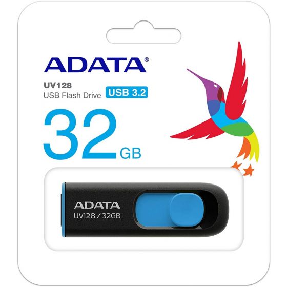 ADATA UV128 USB Flash Drive, 32GB - Black Blue