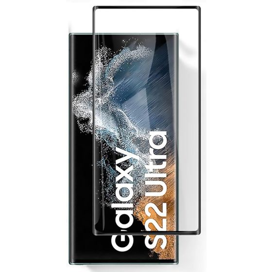 شاشة حماية زجاج 9D لسامسونج جالكسي S22 الترا - شفاف بإطار اسود