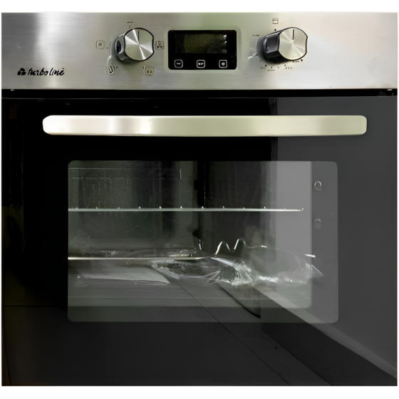 Turboline Gas Built-in Oven with Grill, 67 Liters, Black and Silver - TL3K66G3D