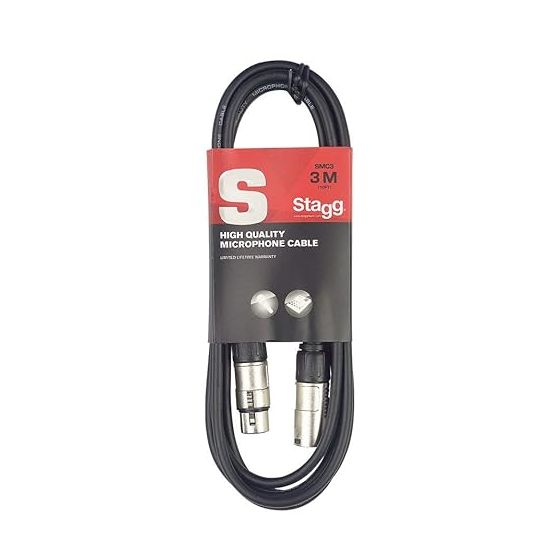 كابل XLR ذكر الى انثى ستاج S سيريز، 10 قدم، اسود - SMC3