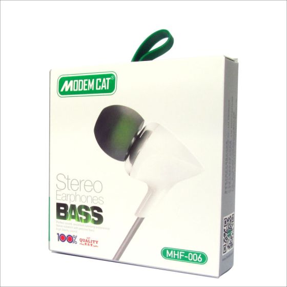 Modem Cat MHF-006 In Ear Wired Earphone with Microphone - White