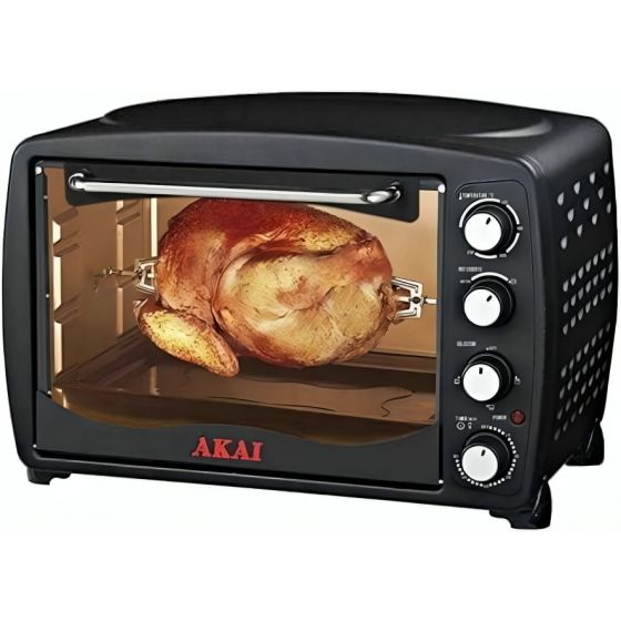 AKAI Electric Oven with Grill and Fan, 55 Liters, 1800W, Black - ‎9000-10-da