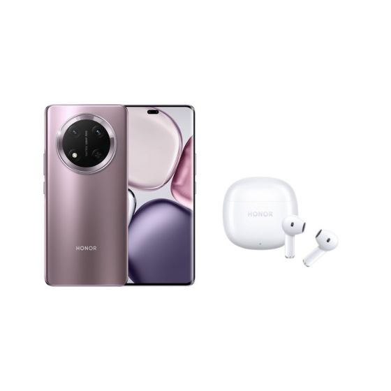 هونر X9C، سعة 256 جيجا، رام 12 جيجا، شبكة 4G LTE، شريحتين اتصال - ارجواني مع سماعة اذن لاسلكية هونر X6 بخاصية تقليل الضوضاء - ابيض هدية