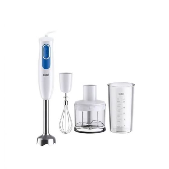 Braun MultiQuick Hand Blender with Attachments, 600 ml, 600 Watt, White and Blue - MQ20236MWH