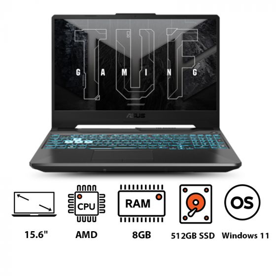 Asus TUF Gaming A15 A506NFR-HN007W Laptop, AMD Ryzen R7 7435HS, 512GB SSD, 8GB RAM, 15.6 Inch, FHD Display, NVIDIA GeForce RTX 2050 4GB GDDR6, Windows 11-Graphite Black