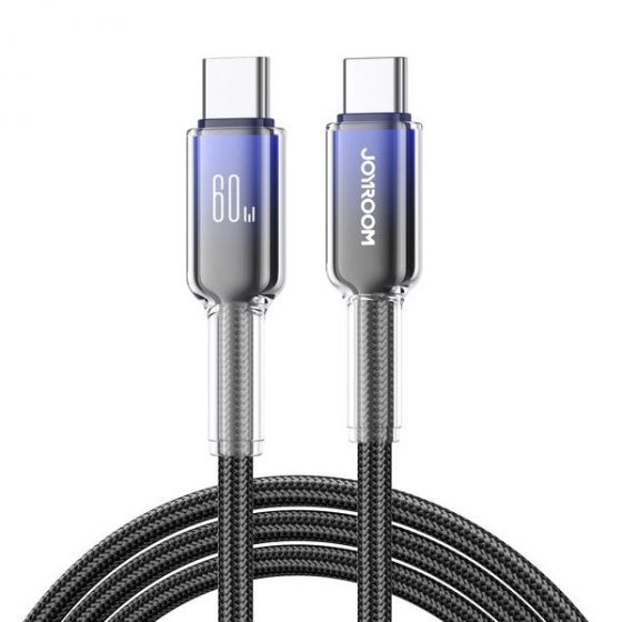 Joyroom Crystal Clear Series Charging Cable USB-C, 60 Watt, 1.2 Meters, Black -  S-A42