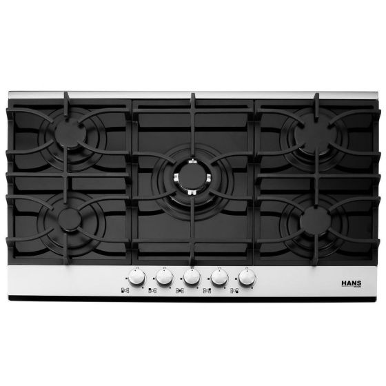 Hans Gas Built-in Hob, 90cm, 5 Burners, Black - 9210-19