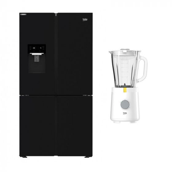 Beko No Frost Side by Side Refrigerator, 626 Liters, Inverter, Black - GNE134626BH, with Blender, 1.5 Liters, 600 Watt - TBN 62608 W