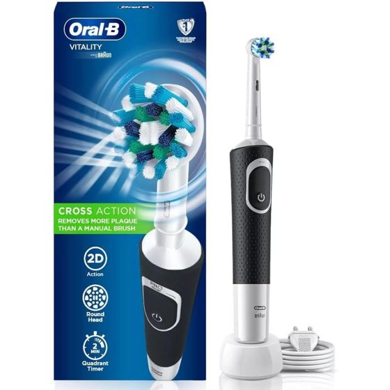 Oral-B Vitality 100 Cross Action Rechargeable Toothbrush, Black - D100.413.1-B
