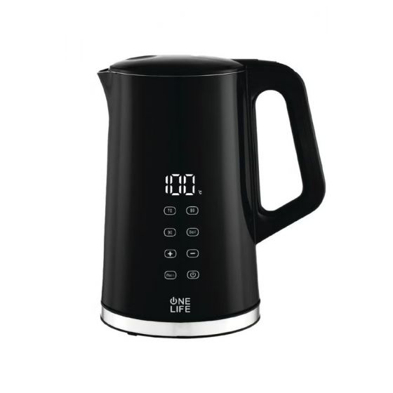 One Life Digital Electric Kettle, 1.7 Liters, 2200 Watt, Black - EKD99B