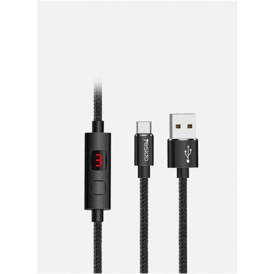 كابل شحن يسيدو USB-A الى USB-C، طول 120 سم، اسود - CA46
