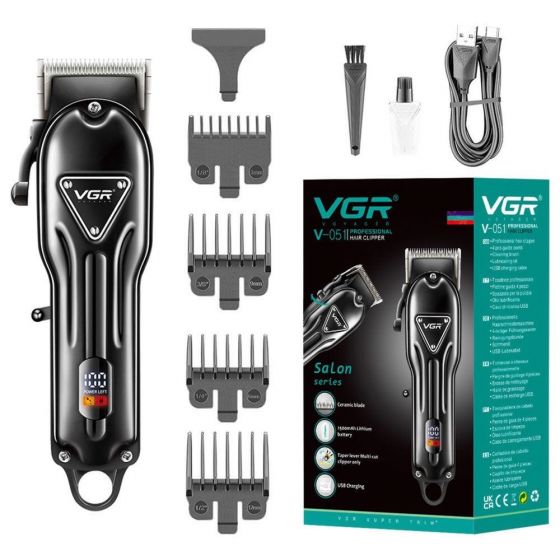 VGR Rechargeable Hair Clipper, Dry, Black - V-051